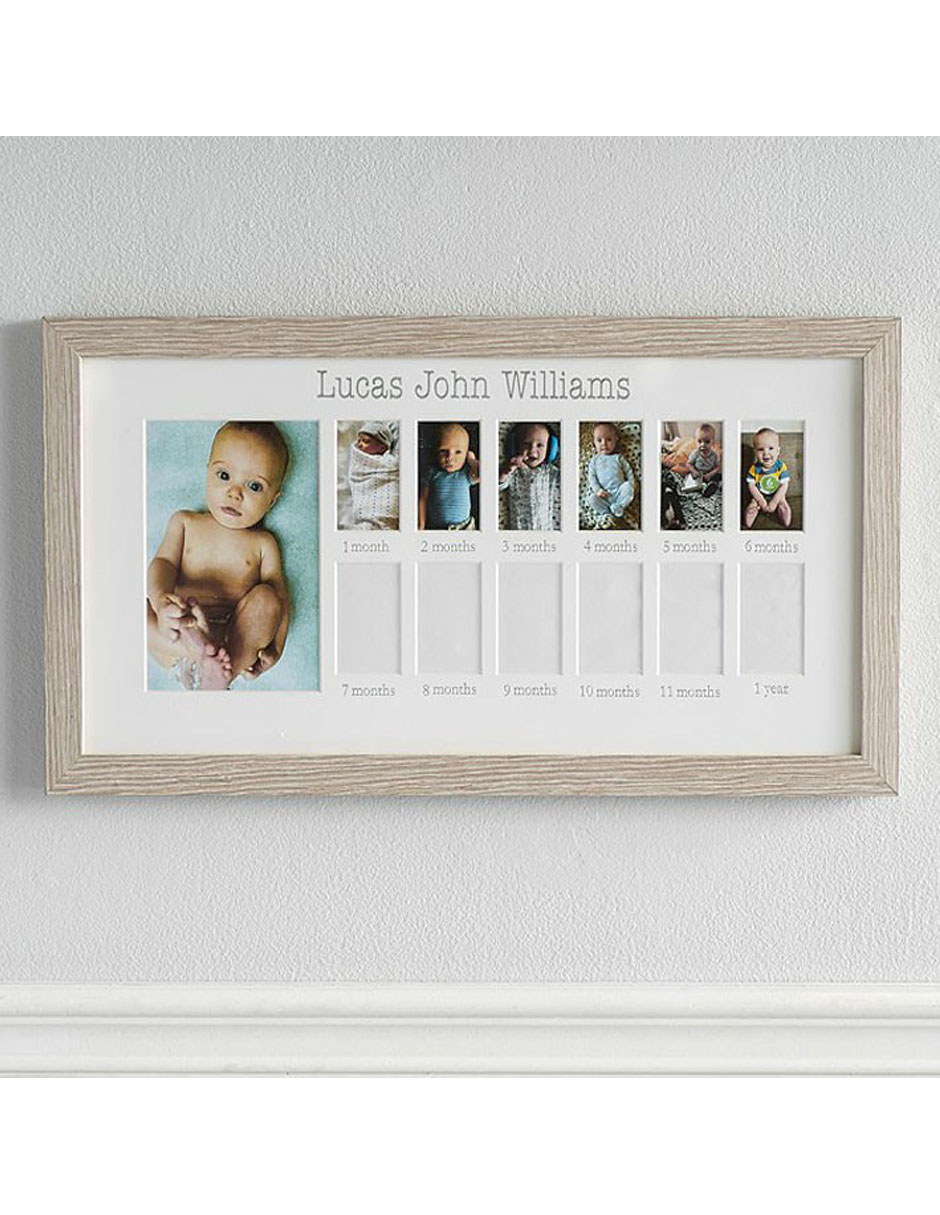 Portarretrato Vintage Wood First Year Frame de madera para 13 fotos