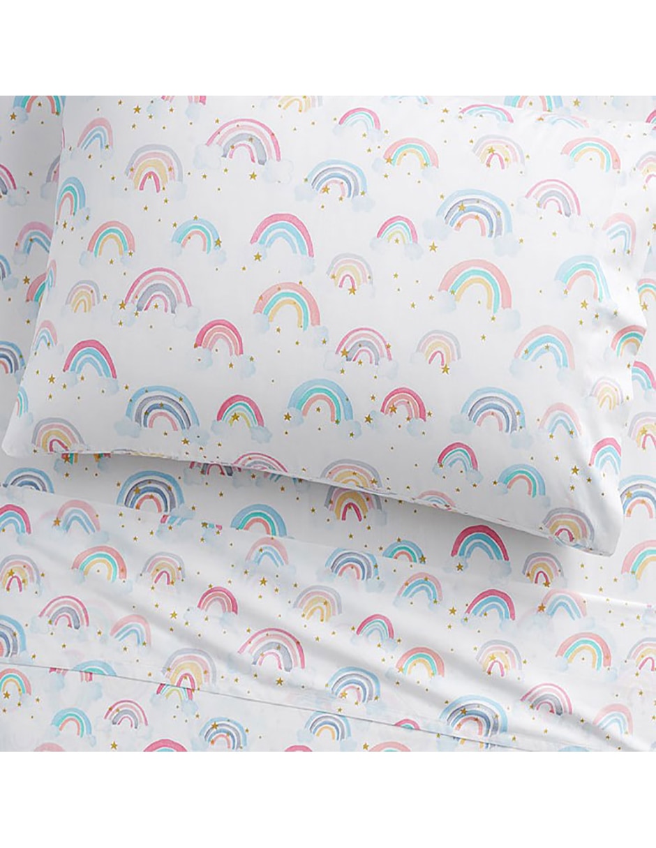 Juego de sábanas de algodón orgánico rainbow cloud