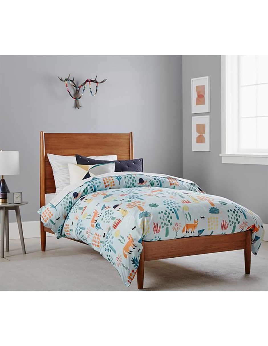 Cama mid century de madera individual