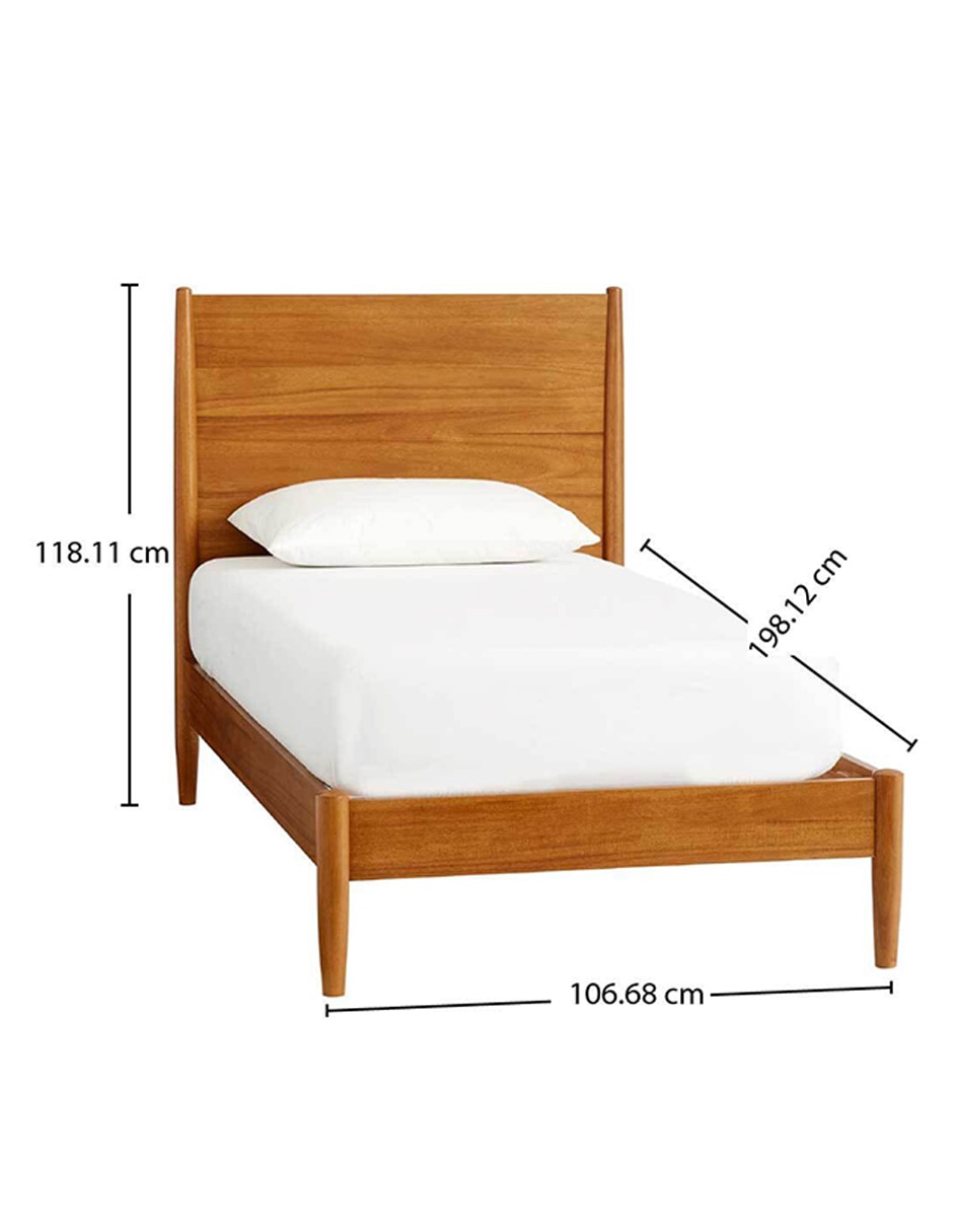 Cama mid century de madera individual