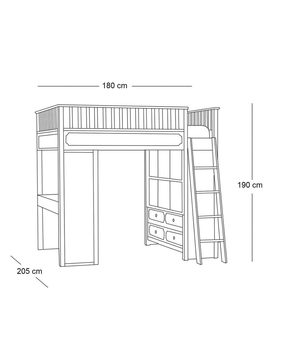 Cama loft Ava Regency Stair de madera matrimonial