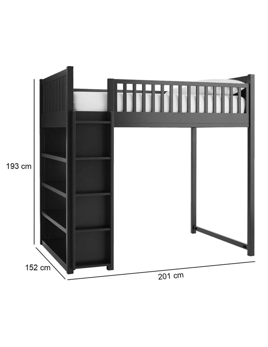 Cama loft Camp de madera matrimonial