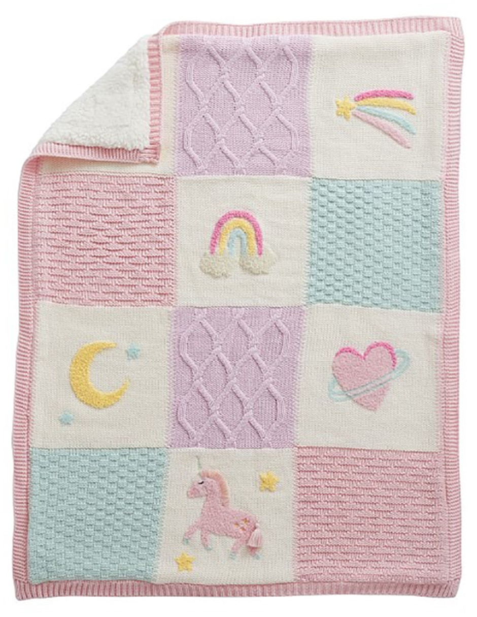 Cobija de tejido punto Unicorn Heirloom para niña