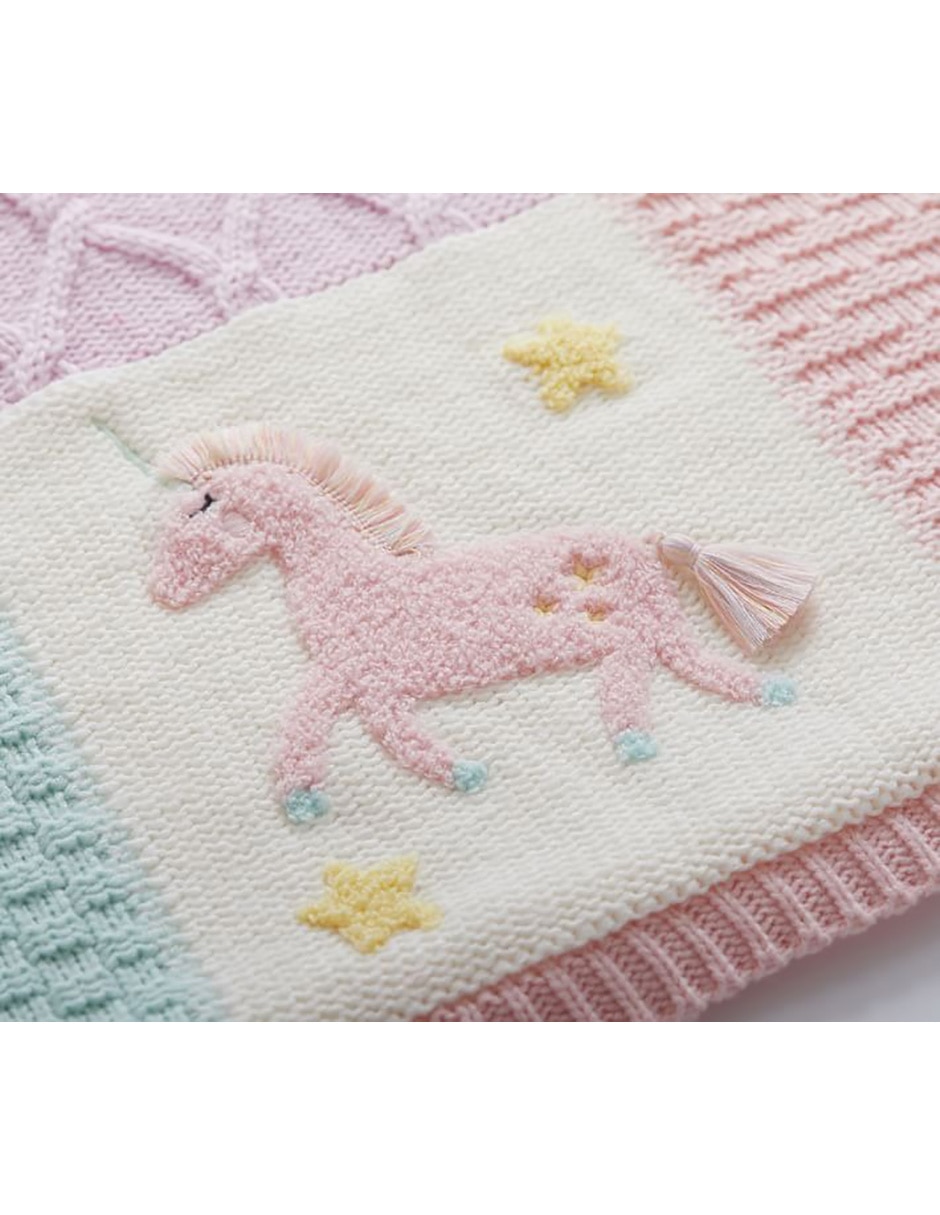 Cobija de tejido punto Unicorn Heirloom para niña