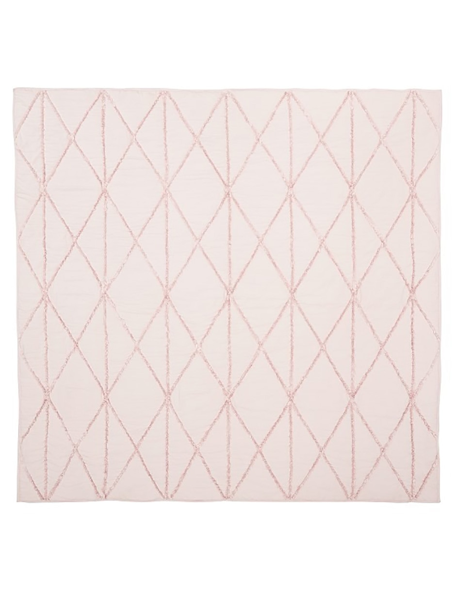 COLCHA CASUAL RUFFLE, IND, ROSA CLARO 1