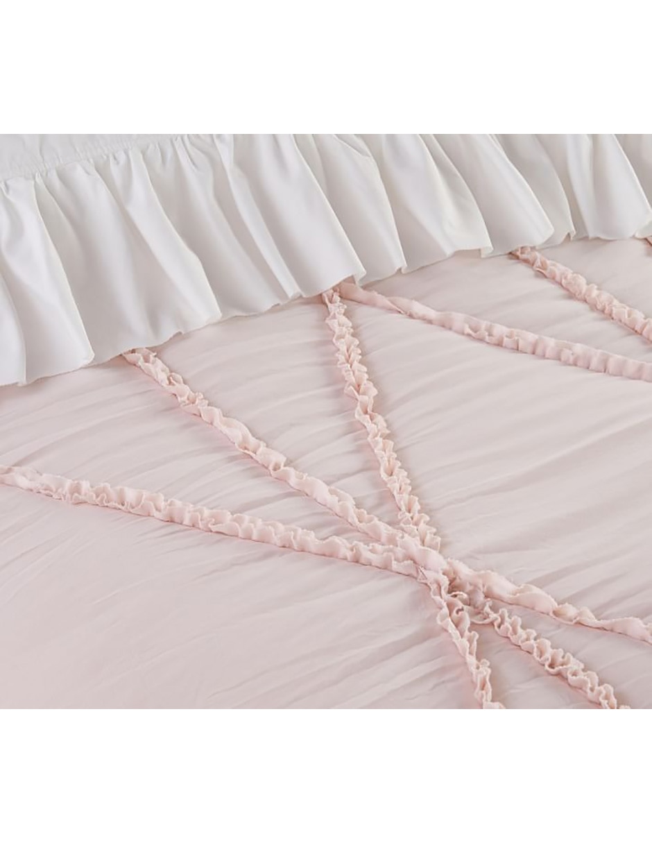 COLCHA CASUAL RUFFLE, IND, ROSA CLARO 2