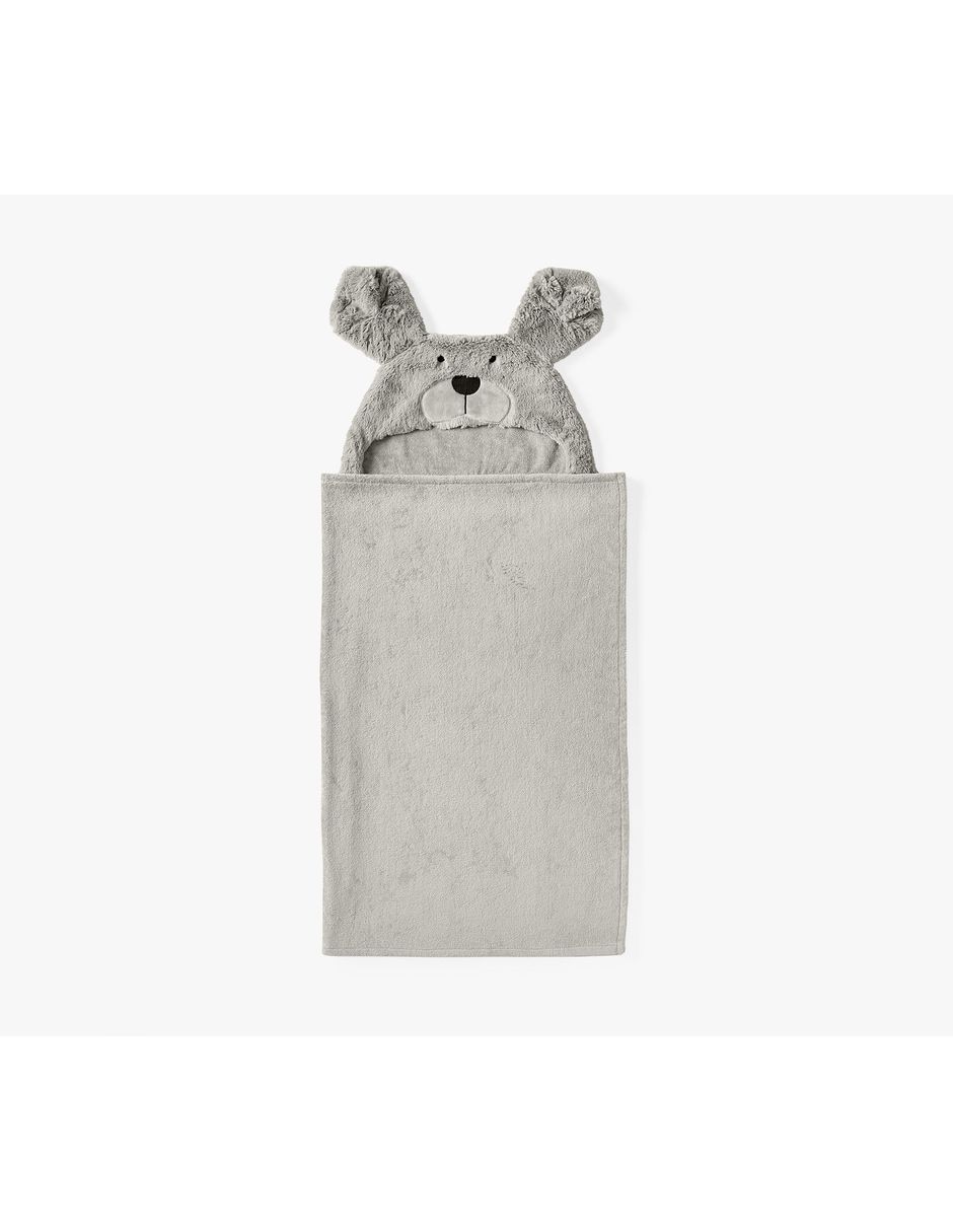 Toalla con gorro Faux-Fur de algodón infantil