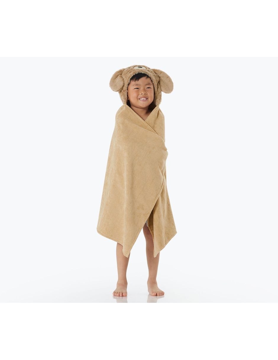 Toalla con gorro Faux-Fur de algodón infantil