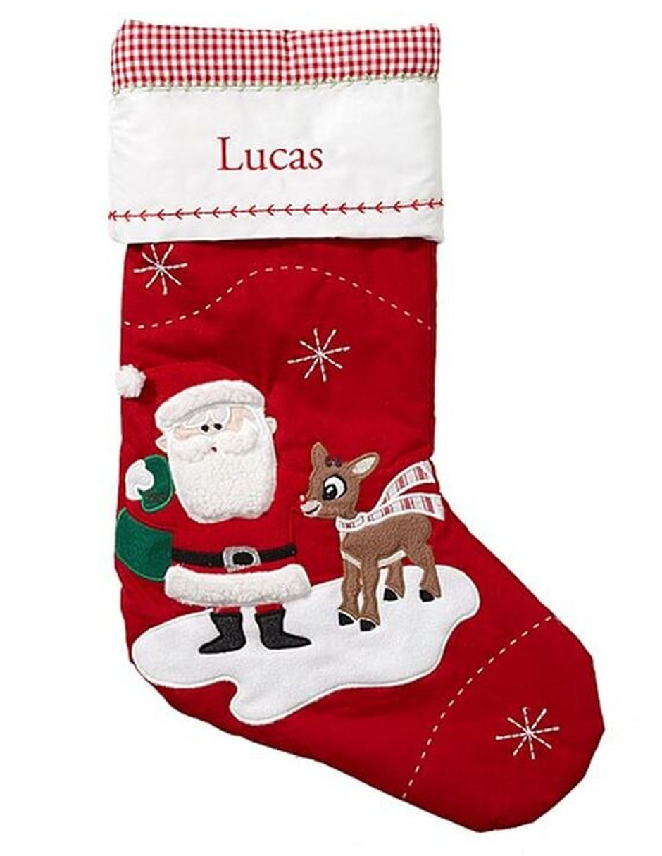 Bota navideña santa with rudolph estampado navideño