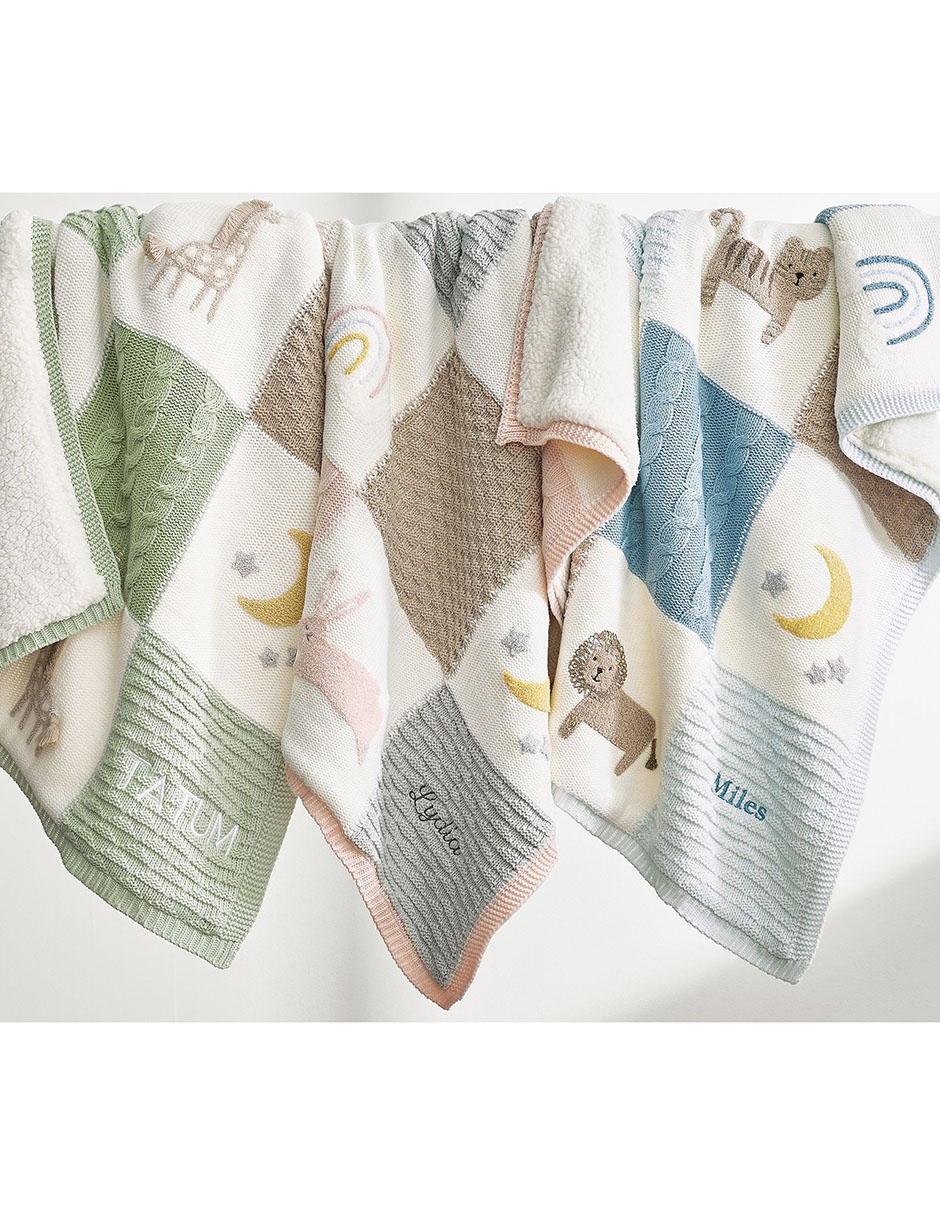 Cobija de tejido jersey Giraffe Patchwork para bebé