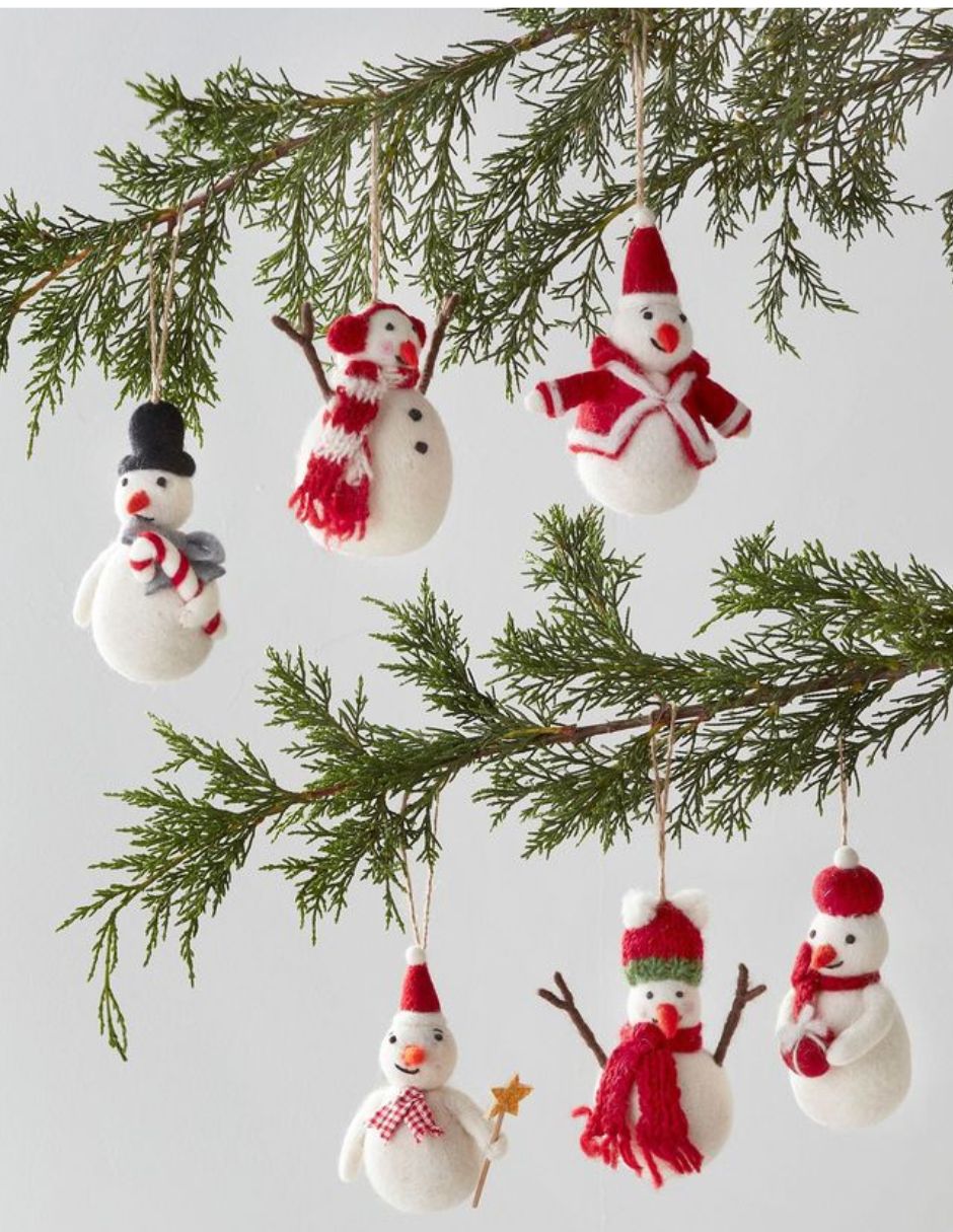 Set de ornamentos muñeco nieve