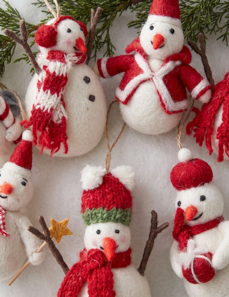 Set de ornamentos muñeco nieve 2