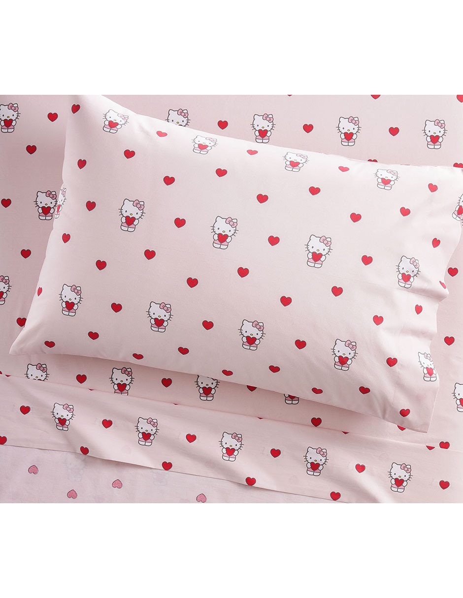 Juego de sábanas de algodón 200 hilos Hello Kitty Heart