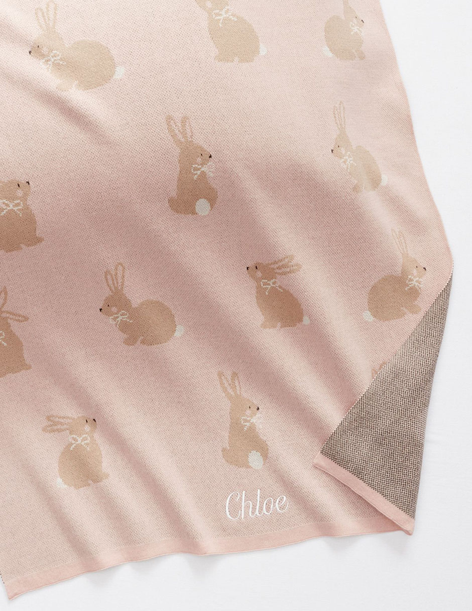 Cobija de tejido jersey Intarsia Animal para bebé 5