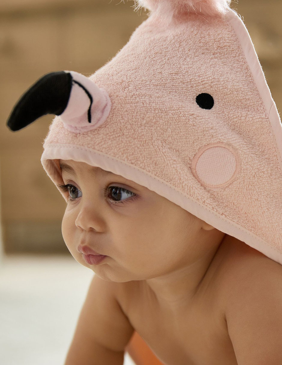 Toalla con gorro Flamingo de algodón