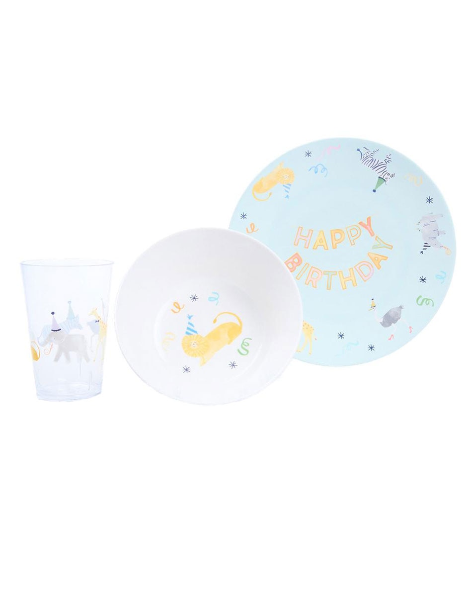 Set de mesa happy birthday de plástico Set de mesa happy birthday de plástico