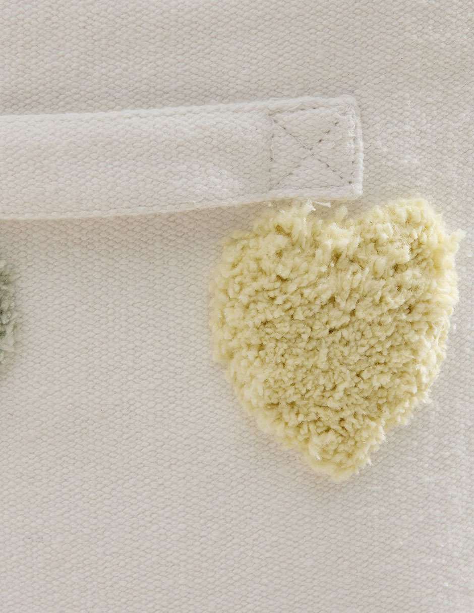 Cesto multiusos Embroidered Hearts de algodón