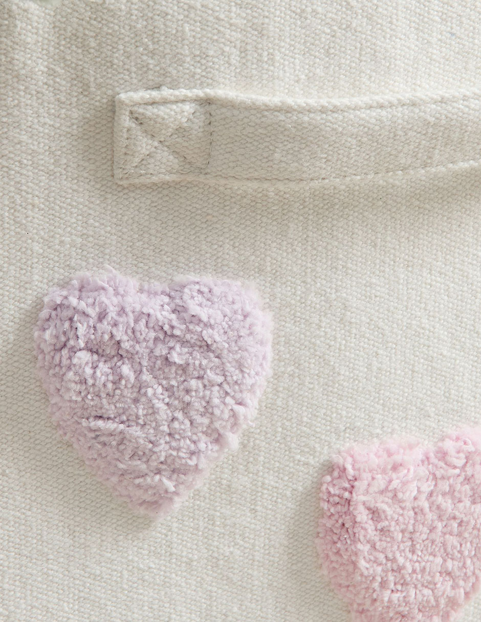 Cesto multiusos Embroidered Hearts de algodón