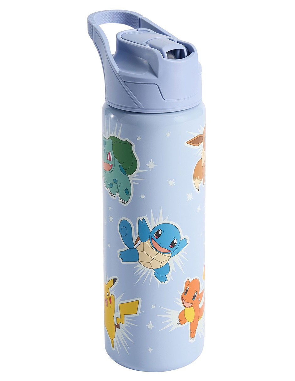 Termo de acero inoxidable Mackenzie Pokemón con tapa push pull 650 ml