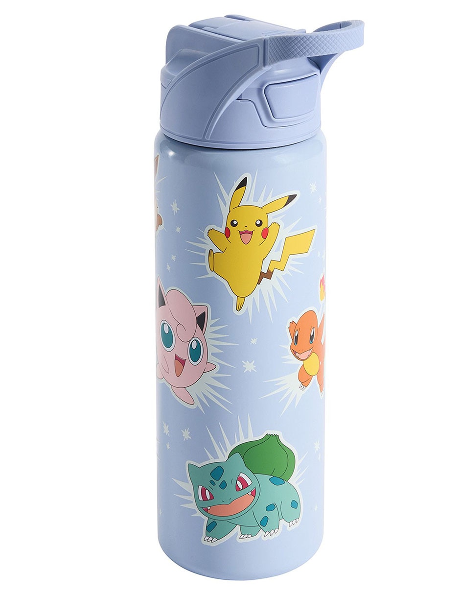 Termo de acero inoxidable Mackenzie Pokemón con tapa push pull 650 ml