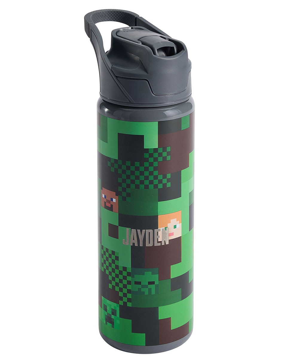Termo de acero inoxidable Mackenzie Minecraft Camo con tapa a presión 650 ml