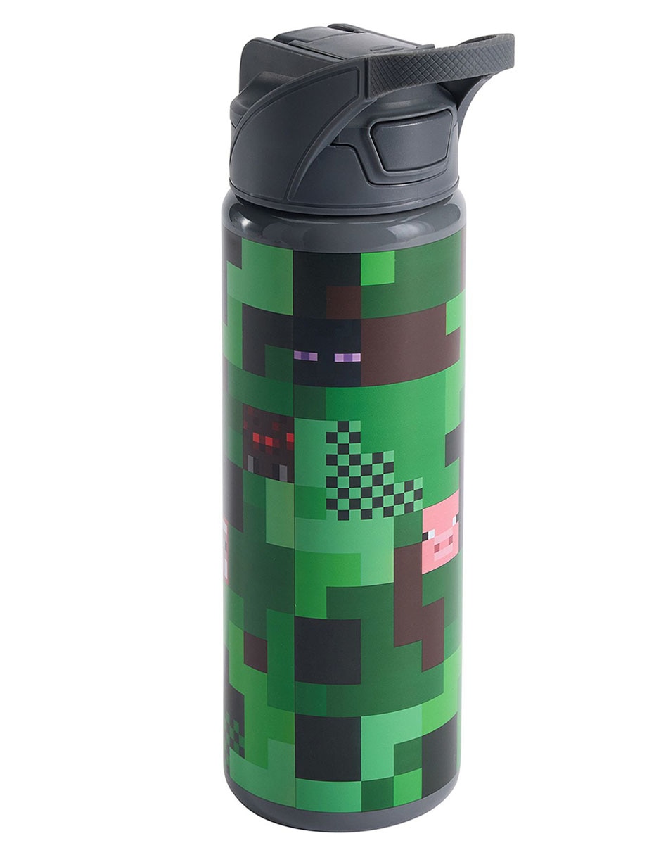 Termo de acero inoxidable Mackenzie Minecraft Camo con tapa a presión 650 ml