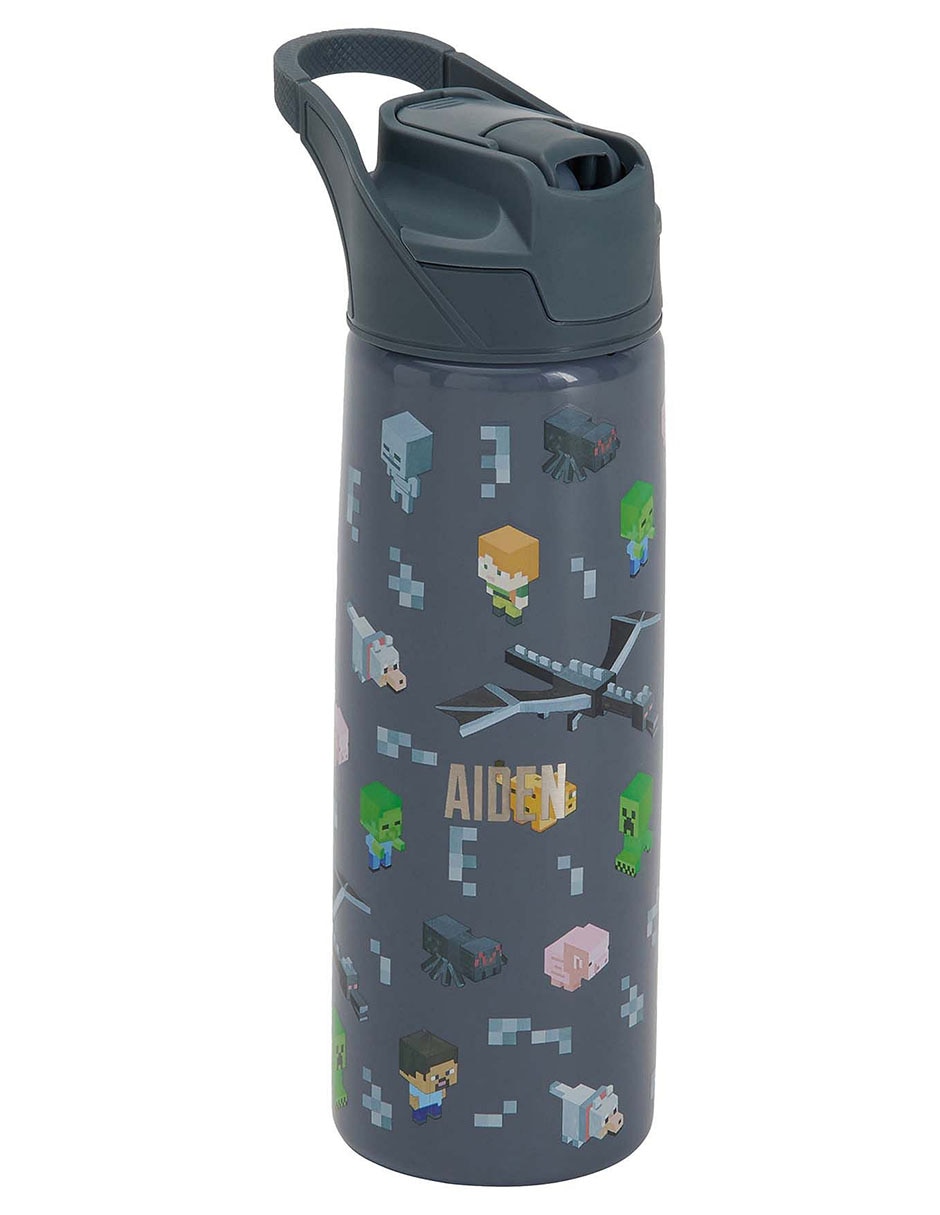 Termo de acero inoxidable Mackenzie Minecraf con tapa a presión 550 ml