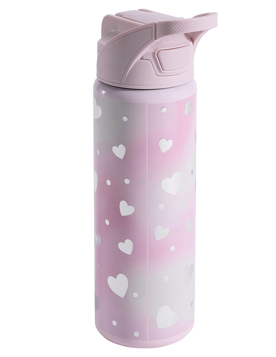 Termo de acero inoxidable Mackenzie Dreamy Foil Hearts con tapa a presión 550 ml