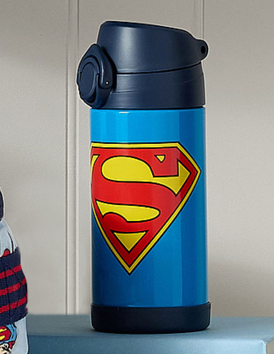 Termo de acero inoxidable Mackenzie Dc Superman con tapa a presión 2
