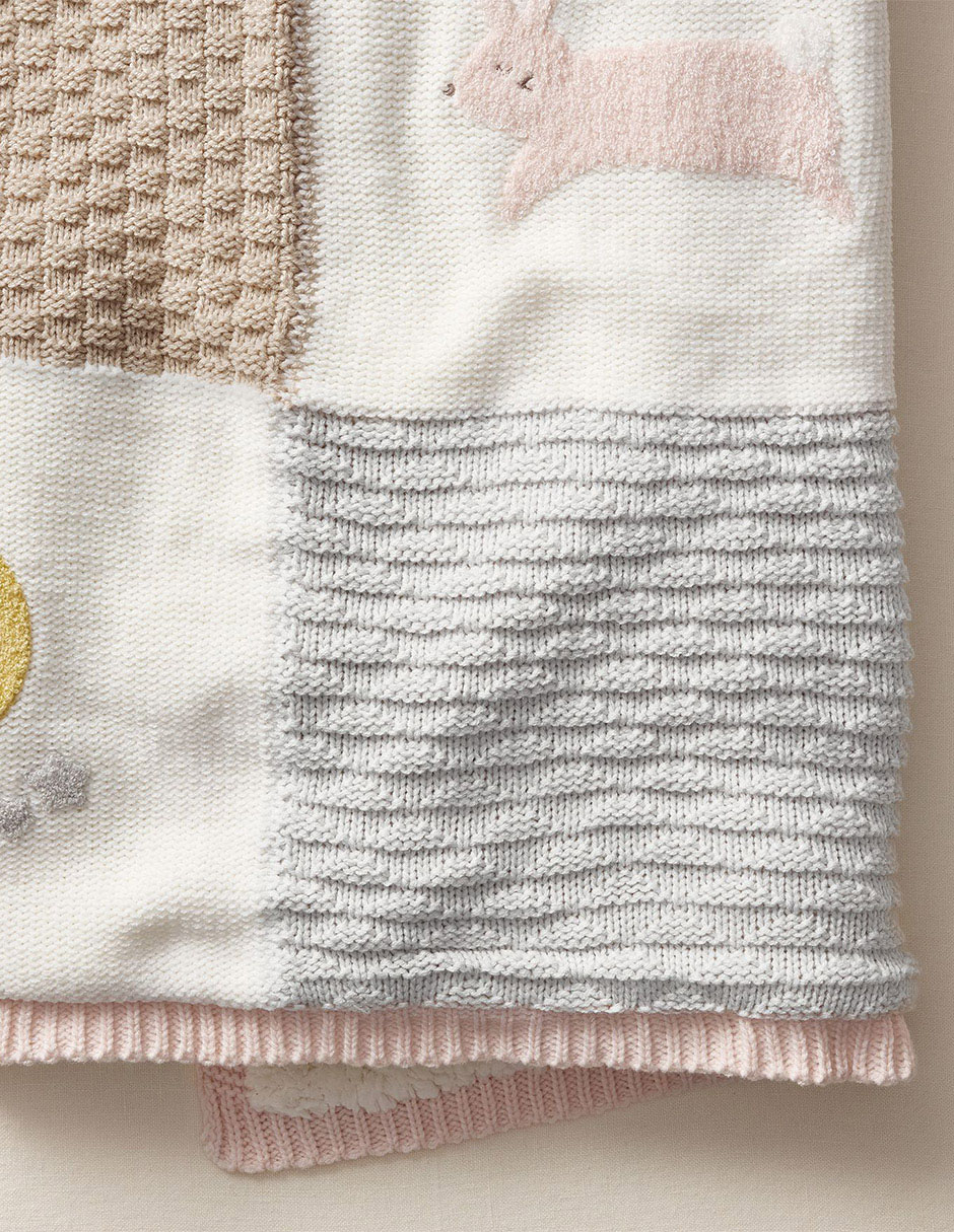 Cobija de tejido plano Heirloom Animals para bebé niña