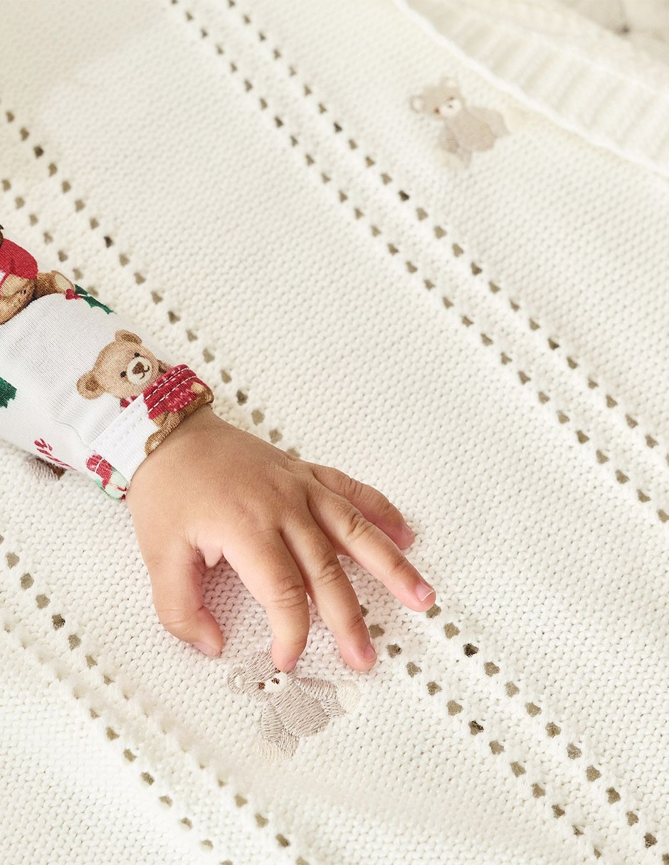 Cobija de tejido plano Teddy Bear para bebé