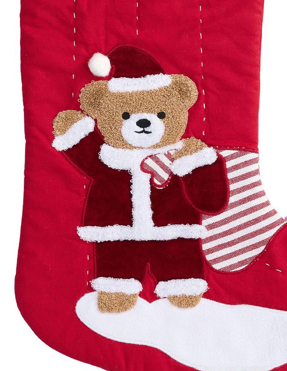 Bota navideña quilted christmas stocking