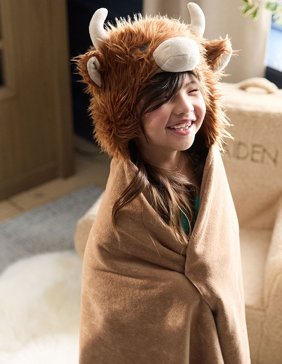 Toalla con gorro Critter de algodón