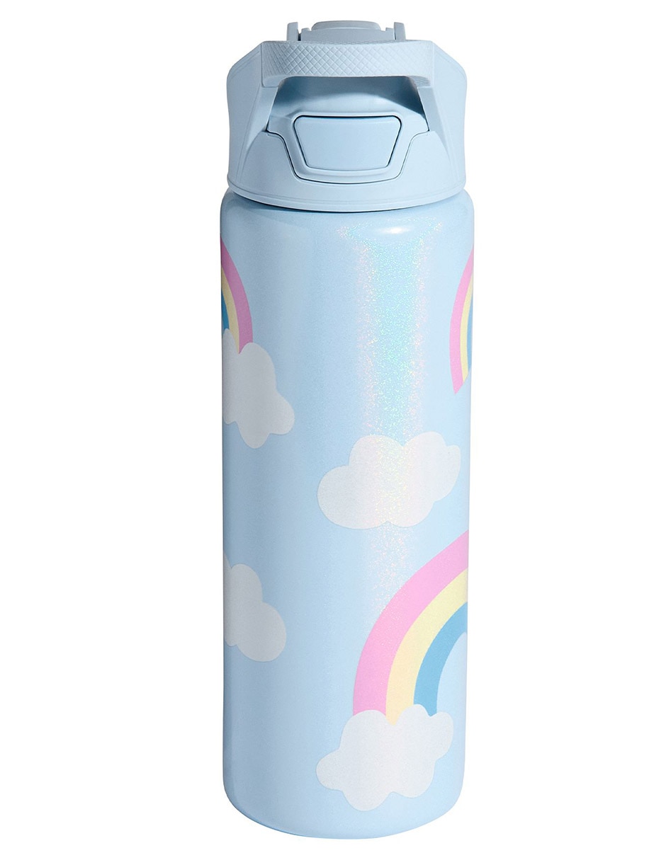 Termo de acero inoxidable Mackenzie Metallic Rainbows con tapa flip top