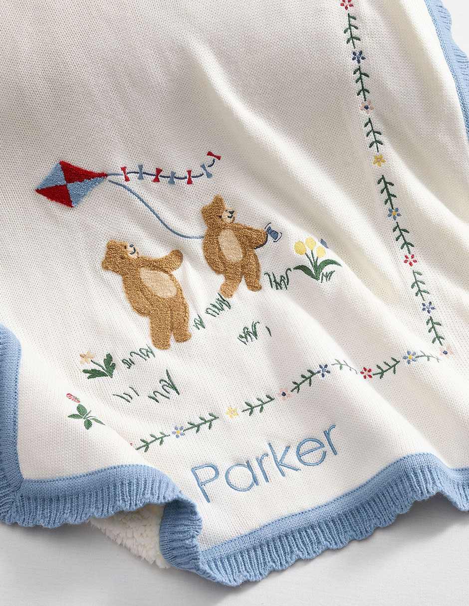 Cobija de tejido plano Riley Sheehey Bear para bebé