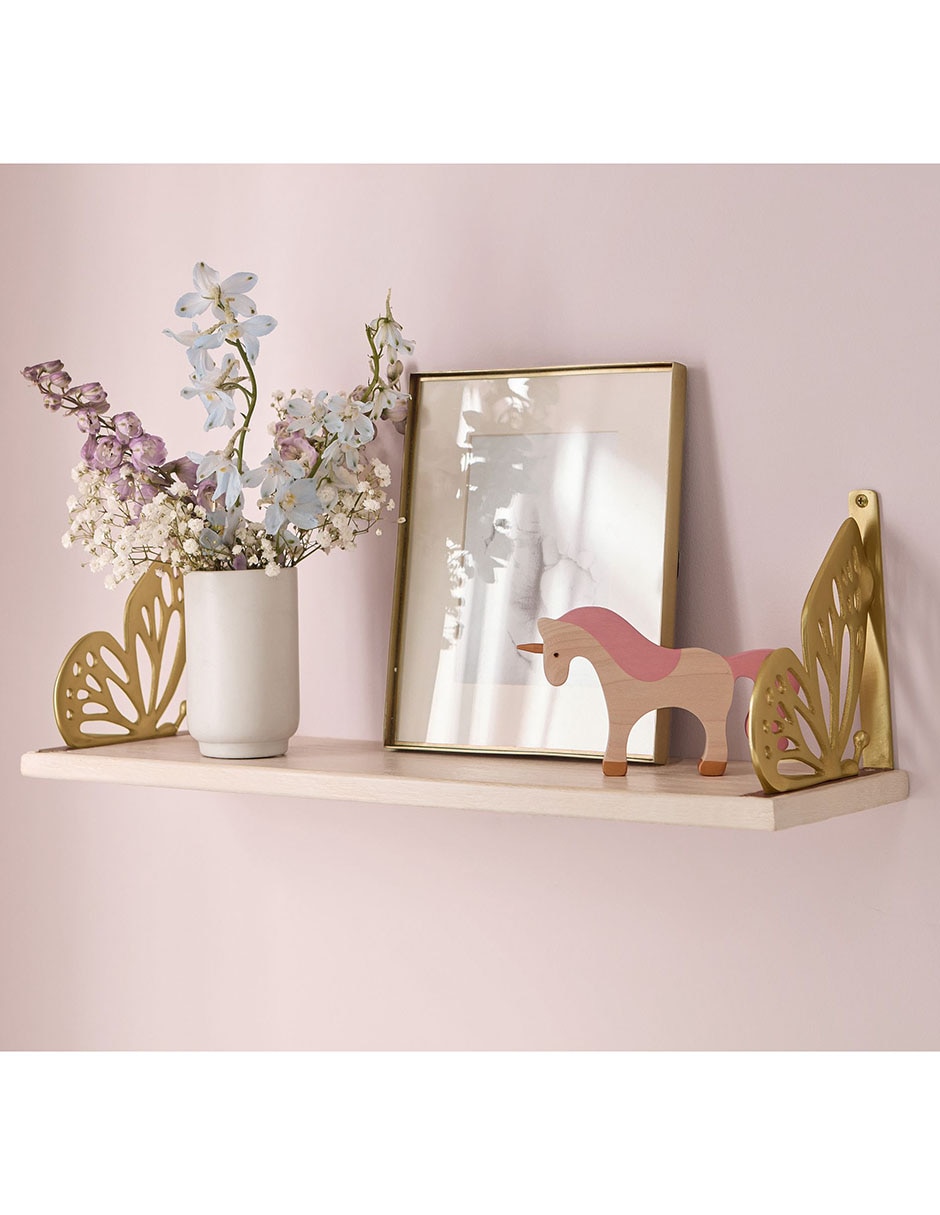 Repisa Gold Butterfly de madera mango