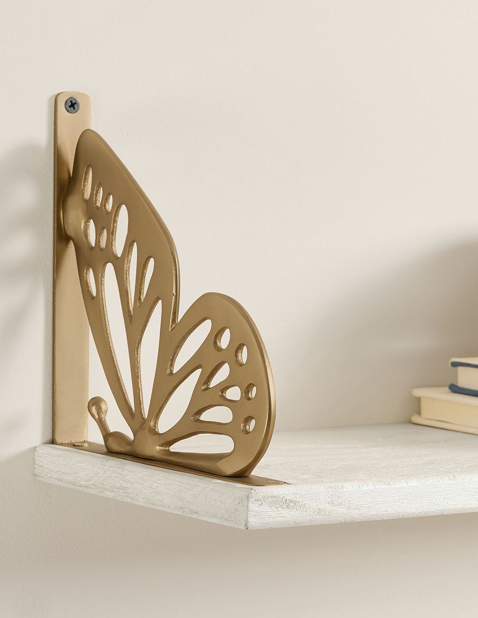 Repisa Gold Butterfly de madera mango