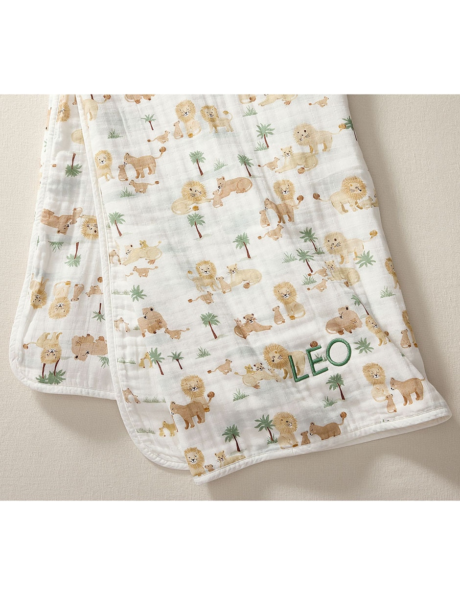 Cobija de tejido plano Lion Family para bebé