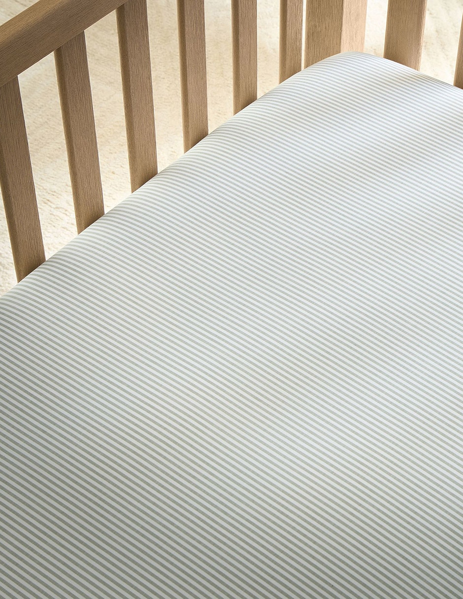 Sábana para cajón de algodón orgánico chambray stripe Sábana para cajón de algodón orgánico chambray stripe