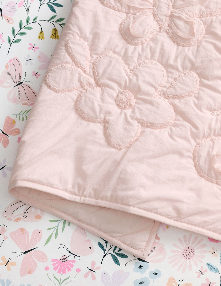 Cobija tejido plano Ruffle Floral para bebé