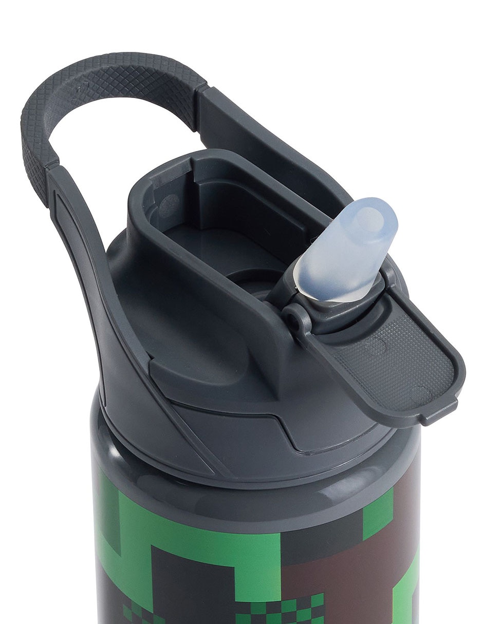 Termo de acero inoxidable Mackenzie Minecraft con tapa a presión 444 ml