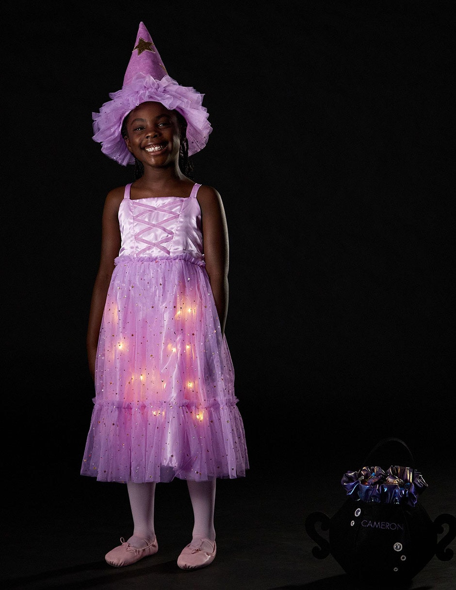 Disfraz Light-Up Purple Witch de Bruja para niña 7