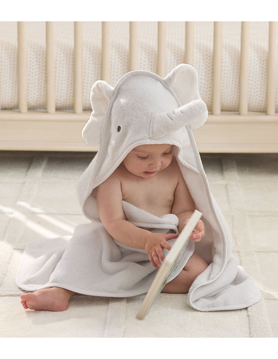 Toalla con gorro Super Soft elefante de algodón bebé 2