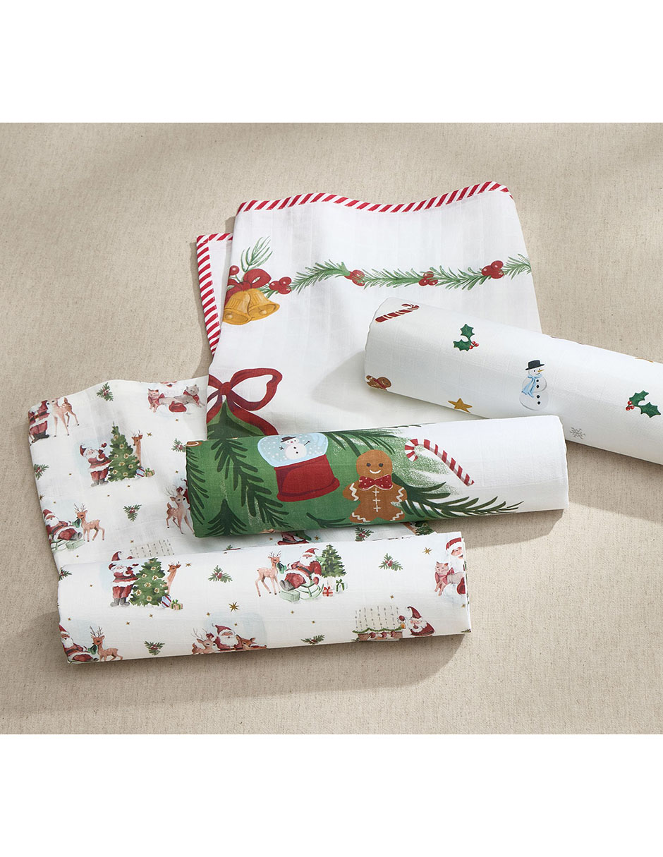 Set de muselinas de tejido plano my first christmas 3 piezas