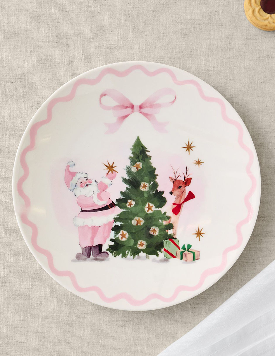 Plato Pink Christmas de melamina
