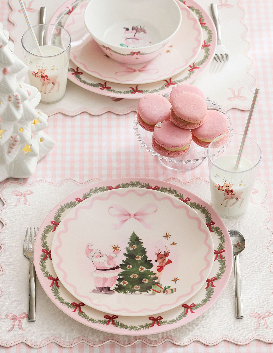 Plato Pink Christmas de melamina