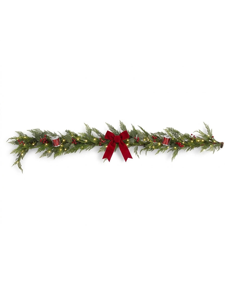 Guirnalda de berries train lit faux greenery 182.8 cm