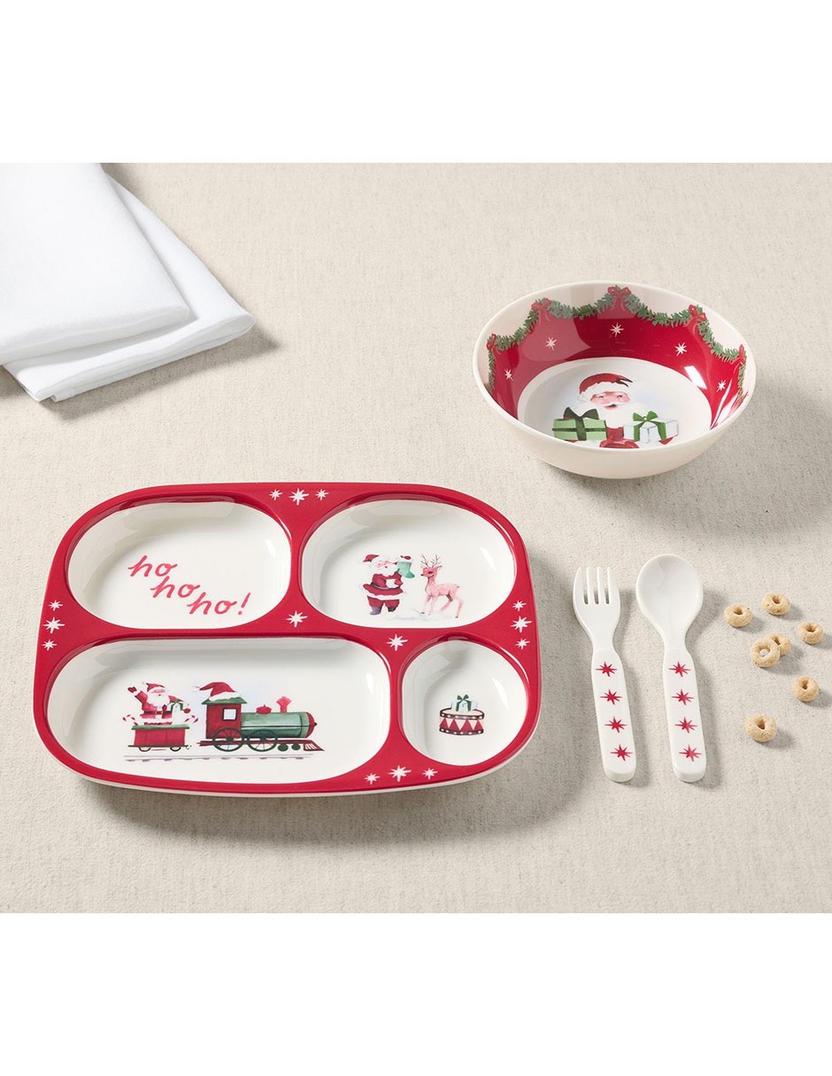 Set alimentación navideño Preppy Christmas de melamina 3 piezas Set alimentación navideño Preppy Christmas de melamina 3 piezas