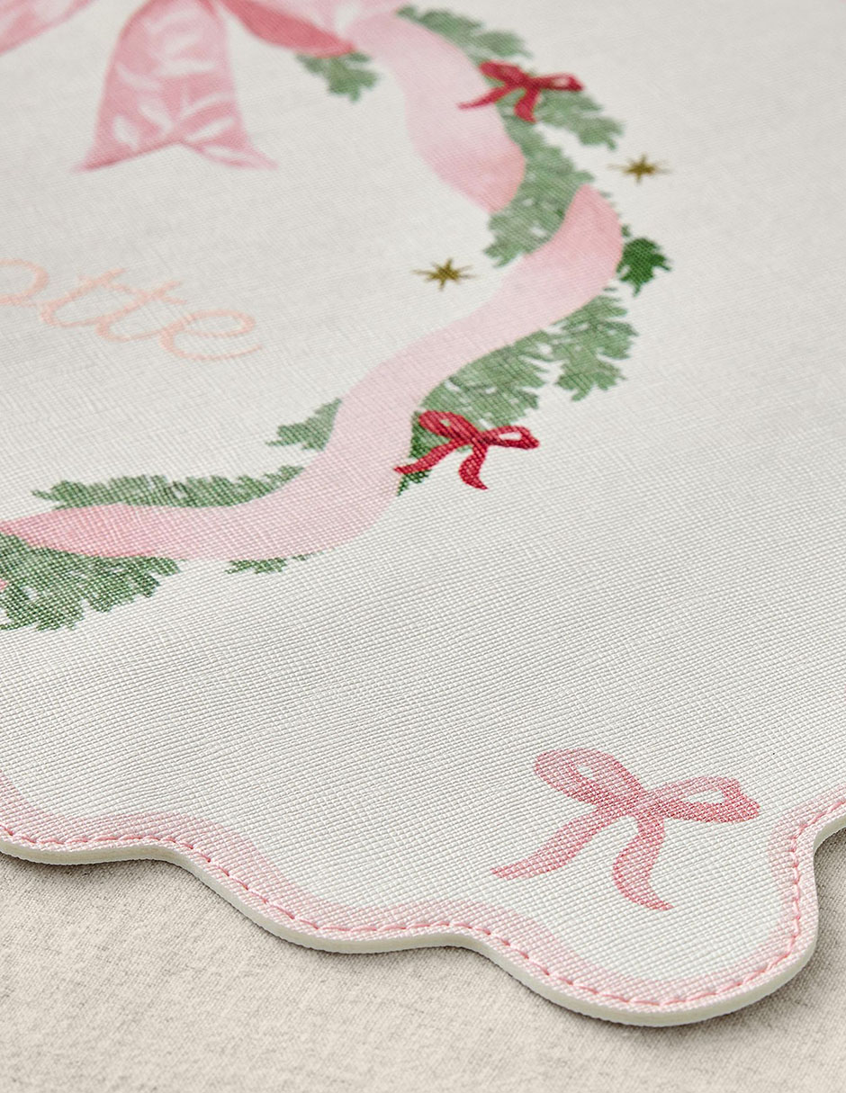 Mantel individual rectangular Pink Christmas 2