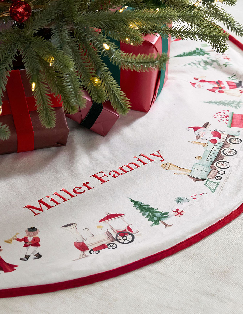 Pie de árbol estampado navideño 3